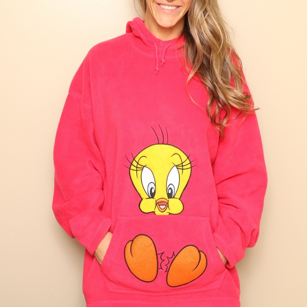 Vintage 1998 Warner Bros Studio Store Pink Tweety Bird Hoodie - Picture 3 of 3
